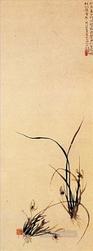  1707 Oil Painting - Shitao shoots of orchids 1707 old China ink